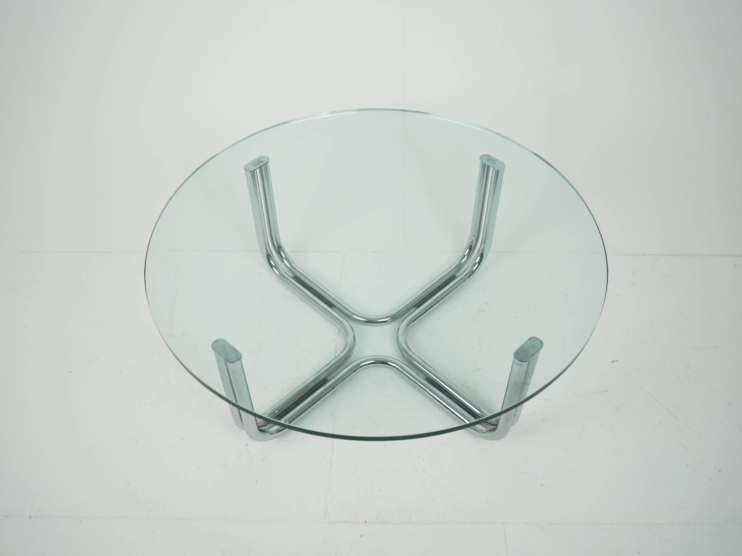 Vintage Chrome Glas Tisch Couchtisch Retro Space Age