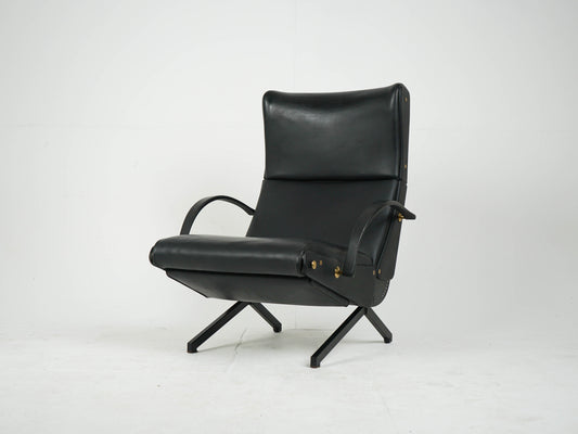 Osvaldo Borsani P40 Tecno Relaxsessel Vintage Leder