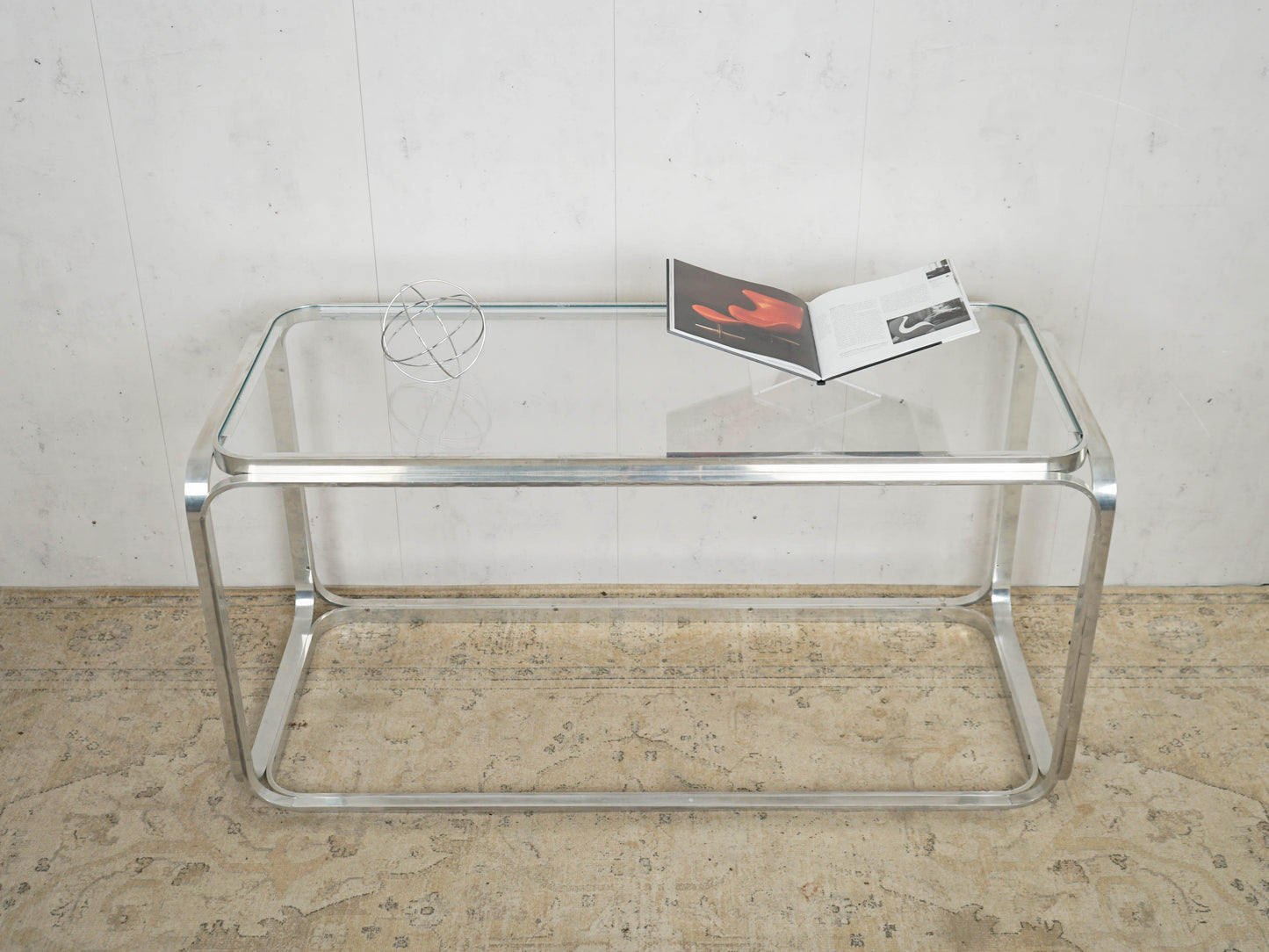 Vintage Chrome Glas Tisch Couchtisch Beistelltisch