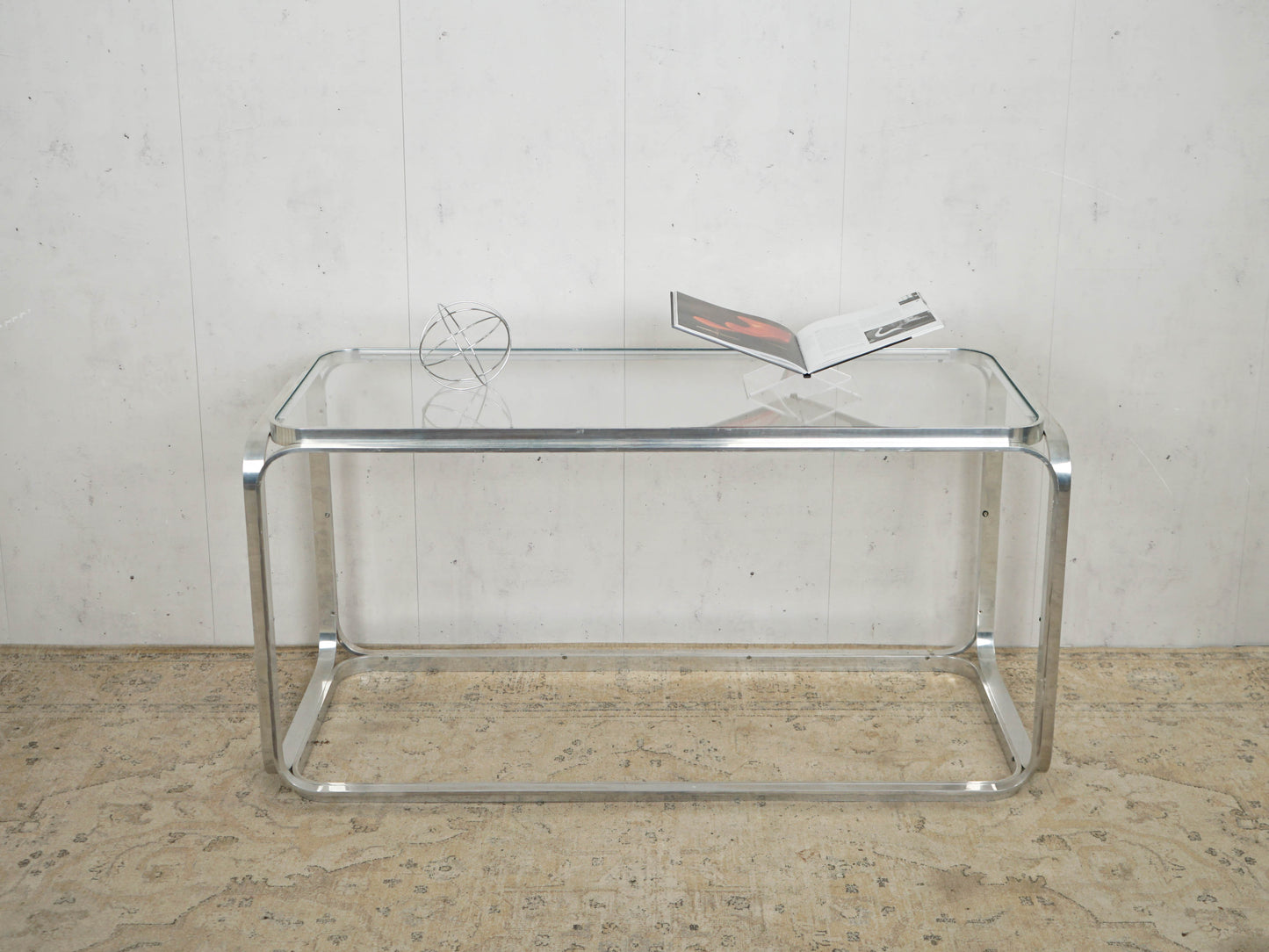 Vintage Chrome Glas Tisch Couchtisch Beistelltisch