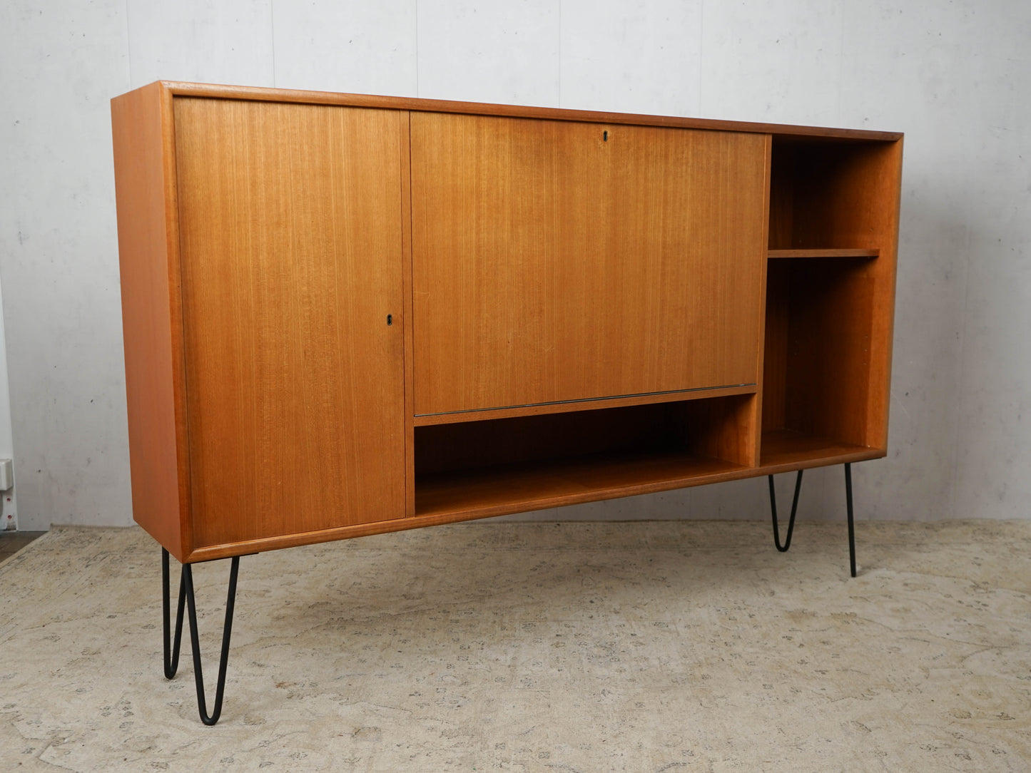 Teak Highboard Sideboard Bar Vintage 60er Mid Century