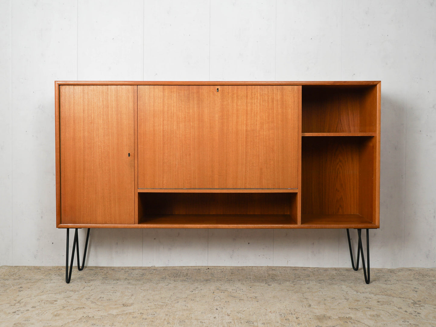 Teak Highboard Sideboard Bar Vintage 60er Mid Century
