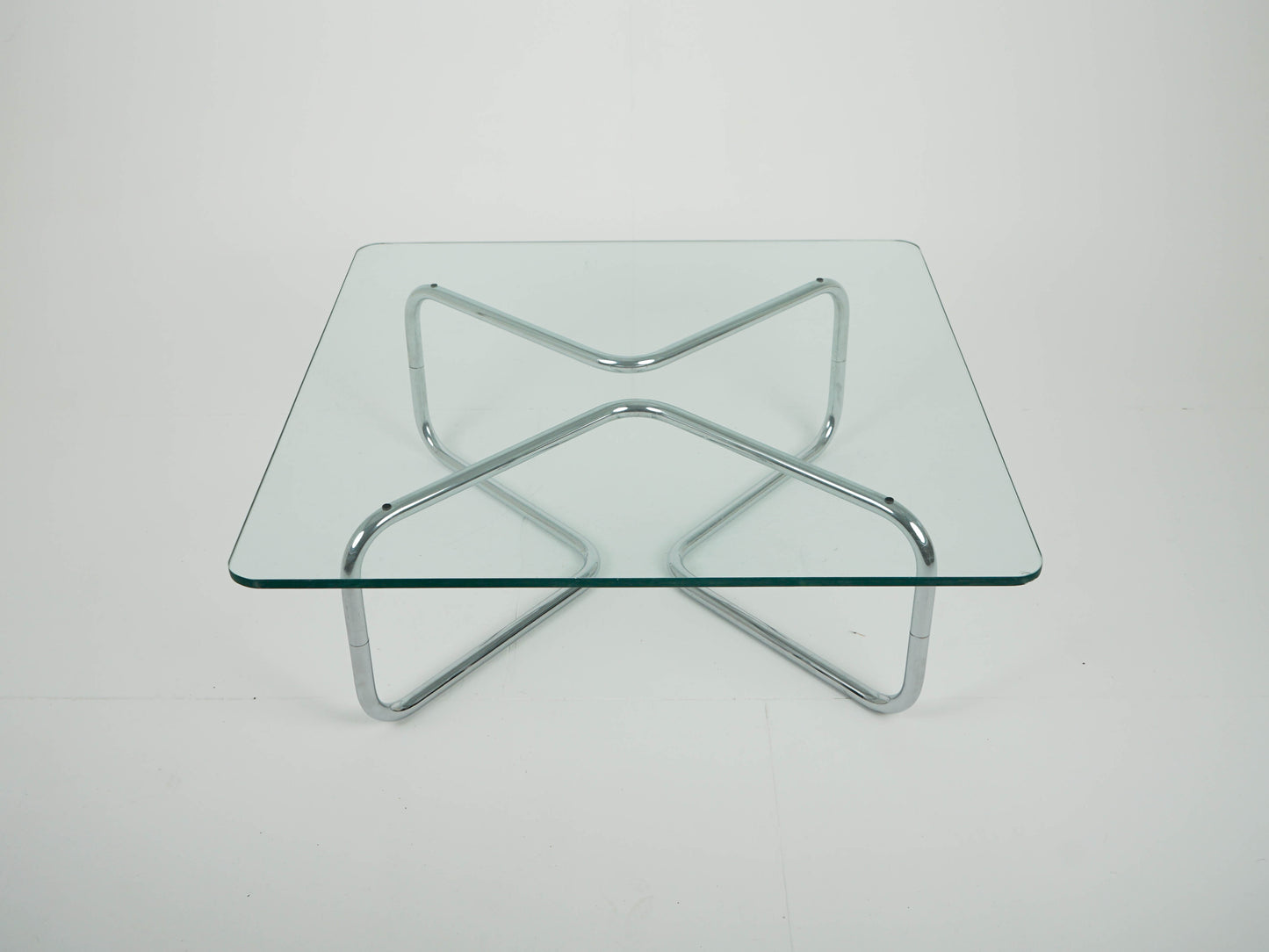 Vintage Chrome Glas Couchtisch Space Age