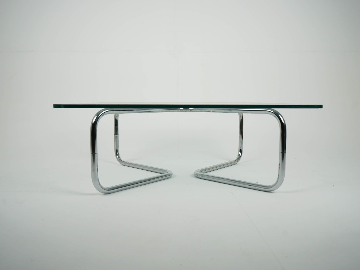 Vintage Chrome Glas Couchtisch Space Age