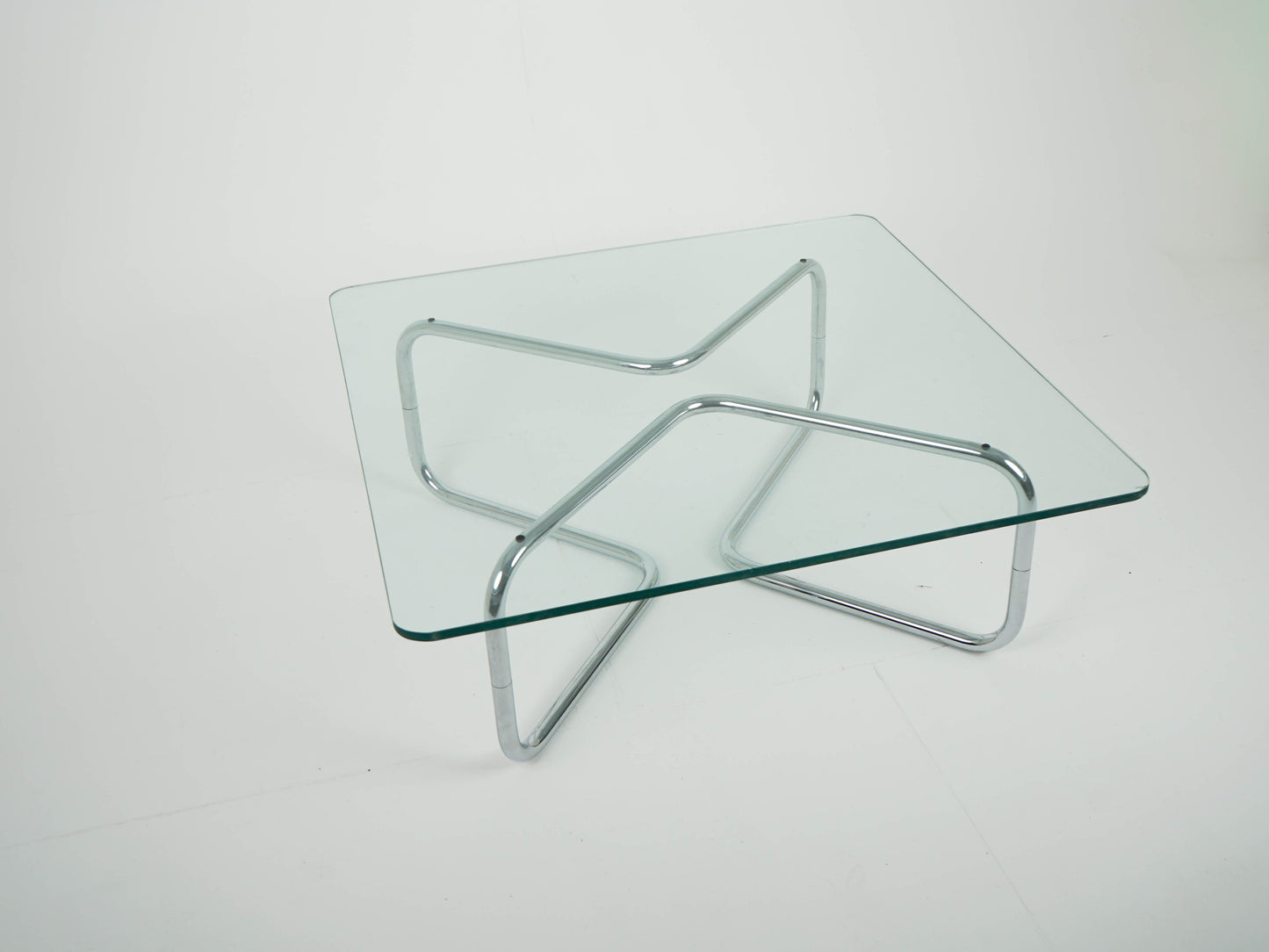 Vintage Chrome Glas Couchtisch Space Age