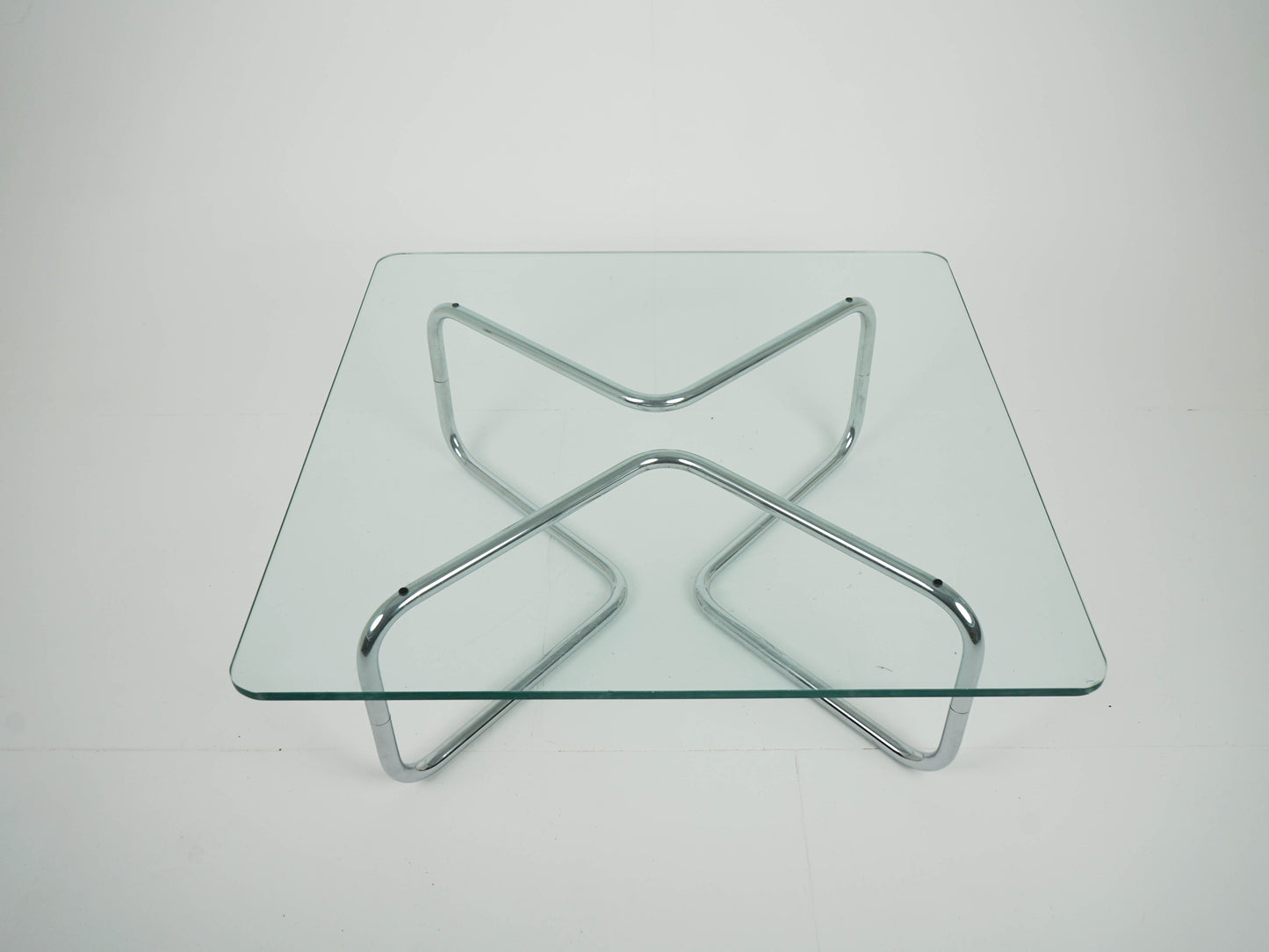 Vintage Chrome Glas Couchtisch Space Age