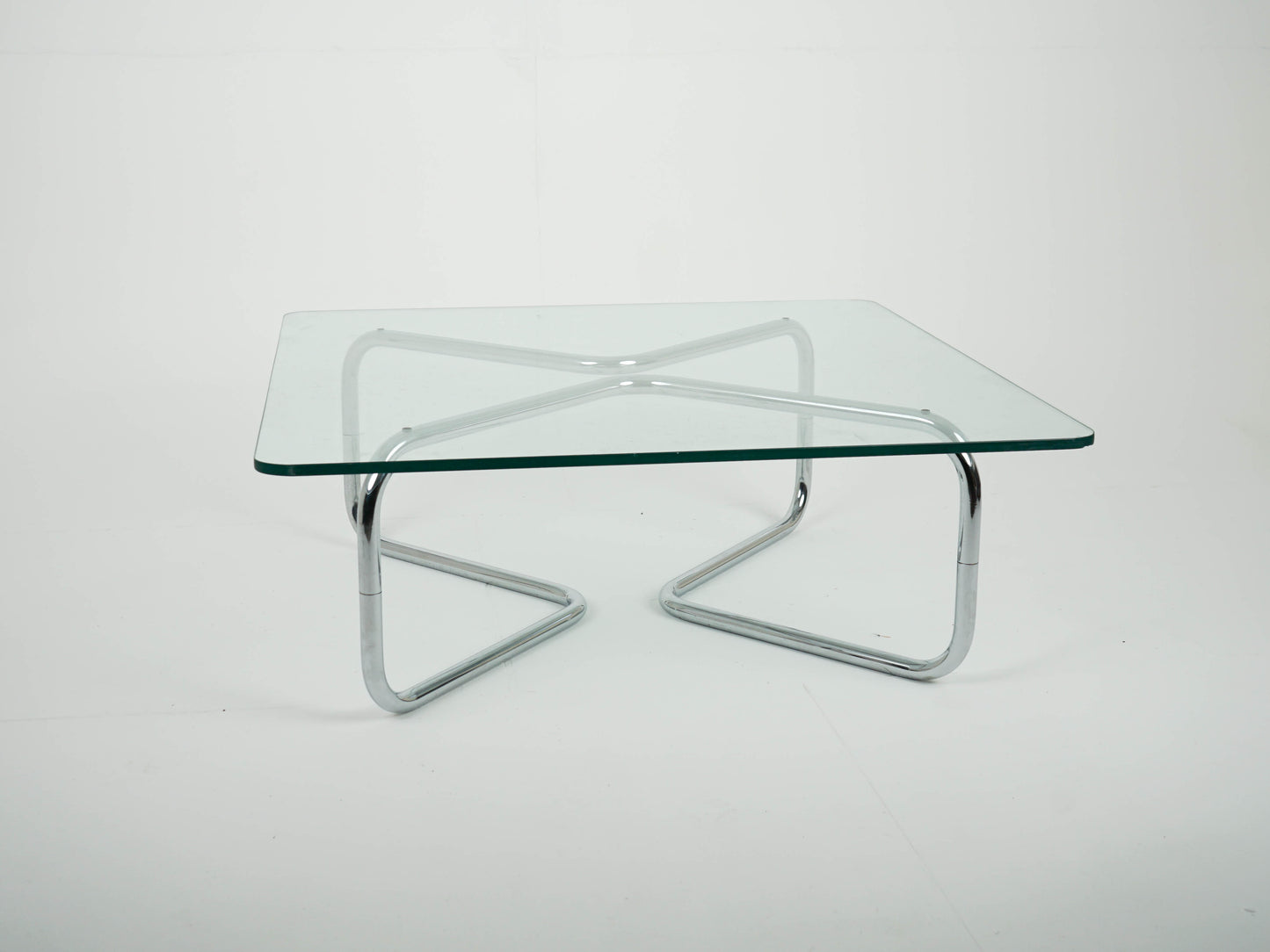 Vintage Chrome Glas Couchtisch Space Age