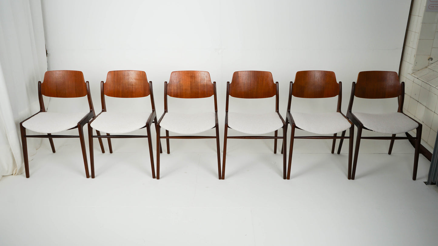 SET 6x Teak Stuhl Esszimmerstuhl Neubezug Vintage 60er Mid Century