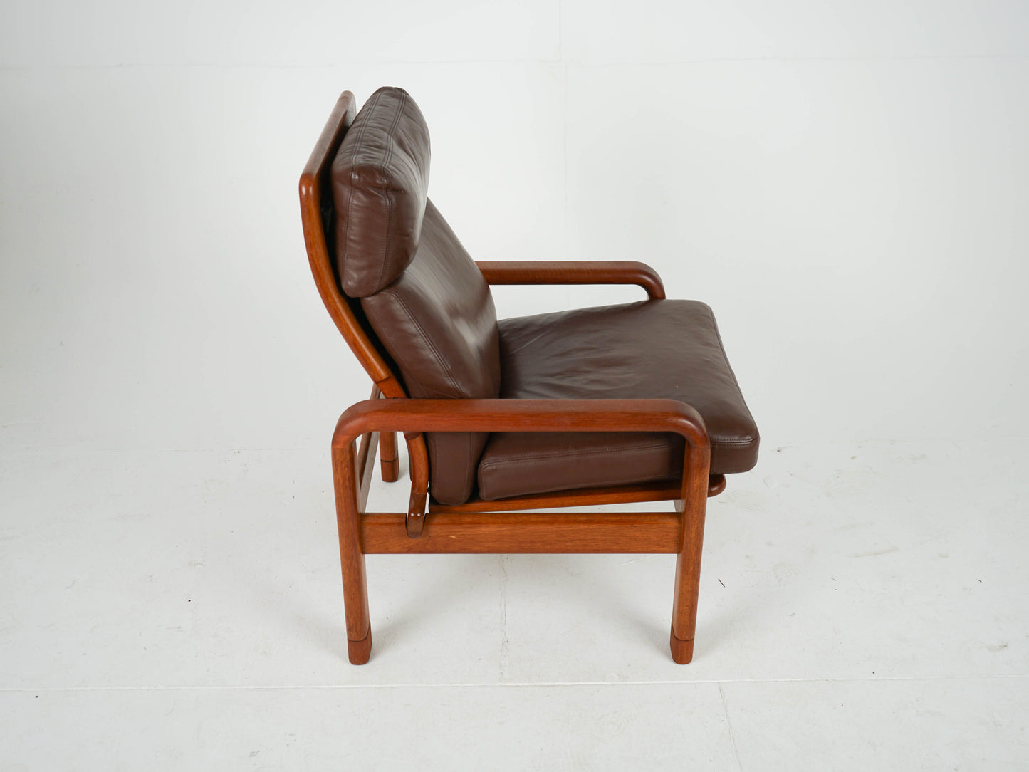 Ledersofa Teak Sofa Mid Century 3 Sitzer von L. Olsen & Søn