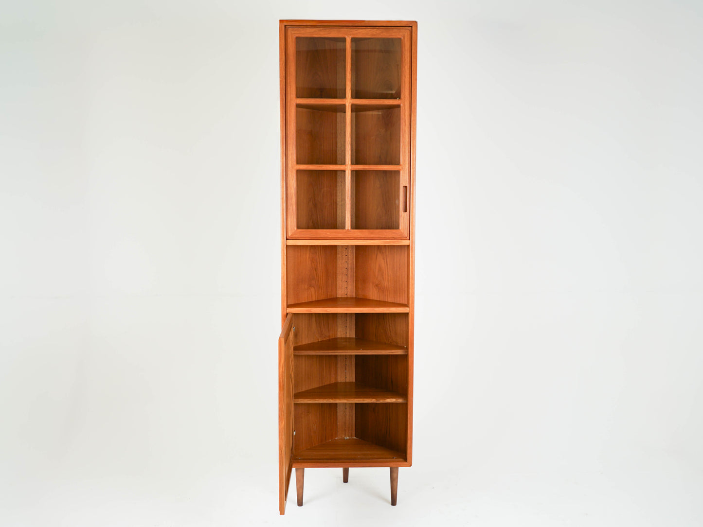 Teak Schrank Eckschrank Vitrine Dänisch Vintage Mid Century