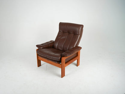 Teak Leder Sessel Vintage Mid Century Danish Design