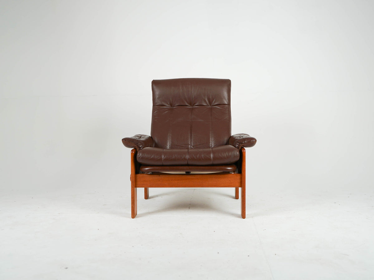 Teak Leder Sessel Vintage Mid Century Danish Design