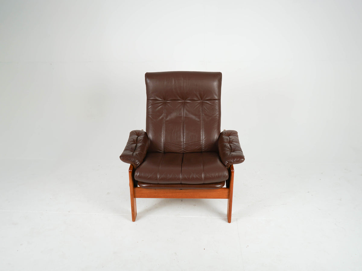 Teak Leder Sessel Vintage Mid Century Danish Design