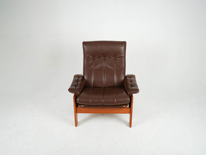 Teak Leder Sessel Vintage Mid Century Danish Design