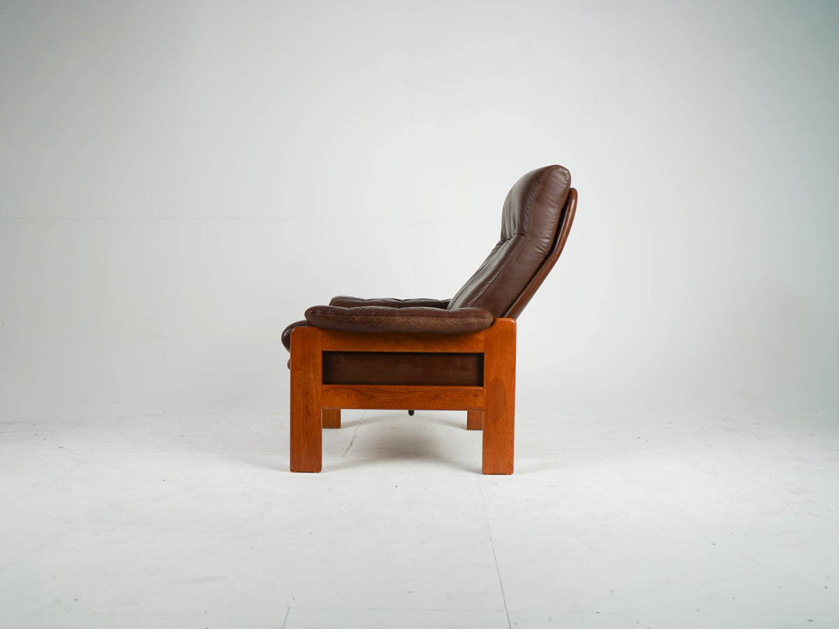 Teak Leder Sessel Vintage Mid Century Danish Design