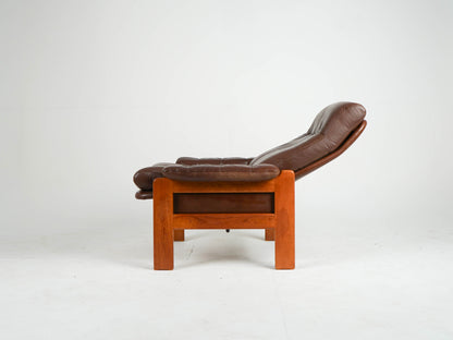 Teak Leder Sessel Vintage Mid Century Danish Design