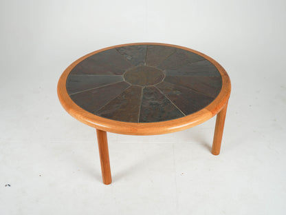 Vintage Teak Couchtisch rund Steintisch Beistelltisch Mid Century