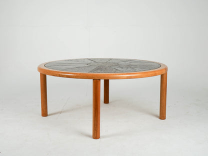 Vintage Teak Couchtisch rund Steintisch Beistelltisch Mid Century