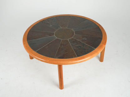 Vintage Teak Couchtisch rund Steintisch Beistelltisch Mid Century