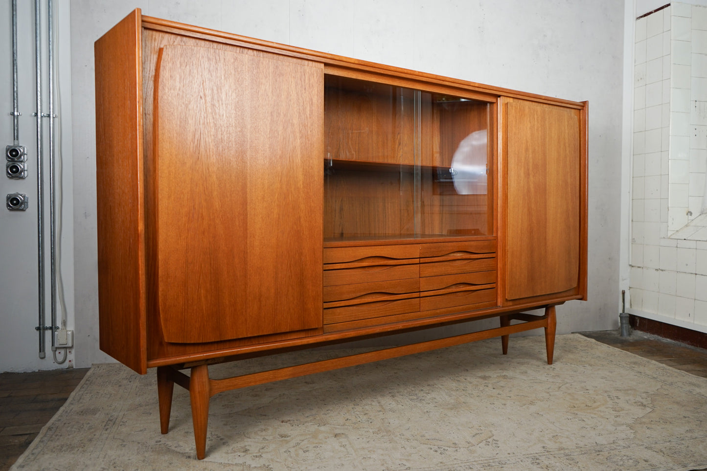 XXL Teak Highboard Sideboard Dänisch Vintage 60er Mid Century