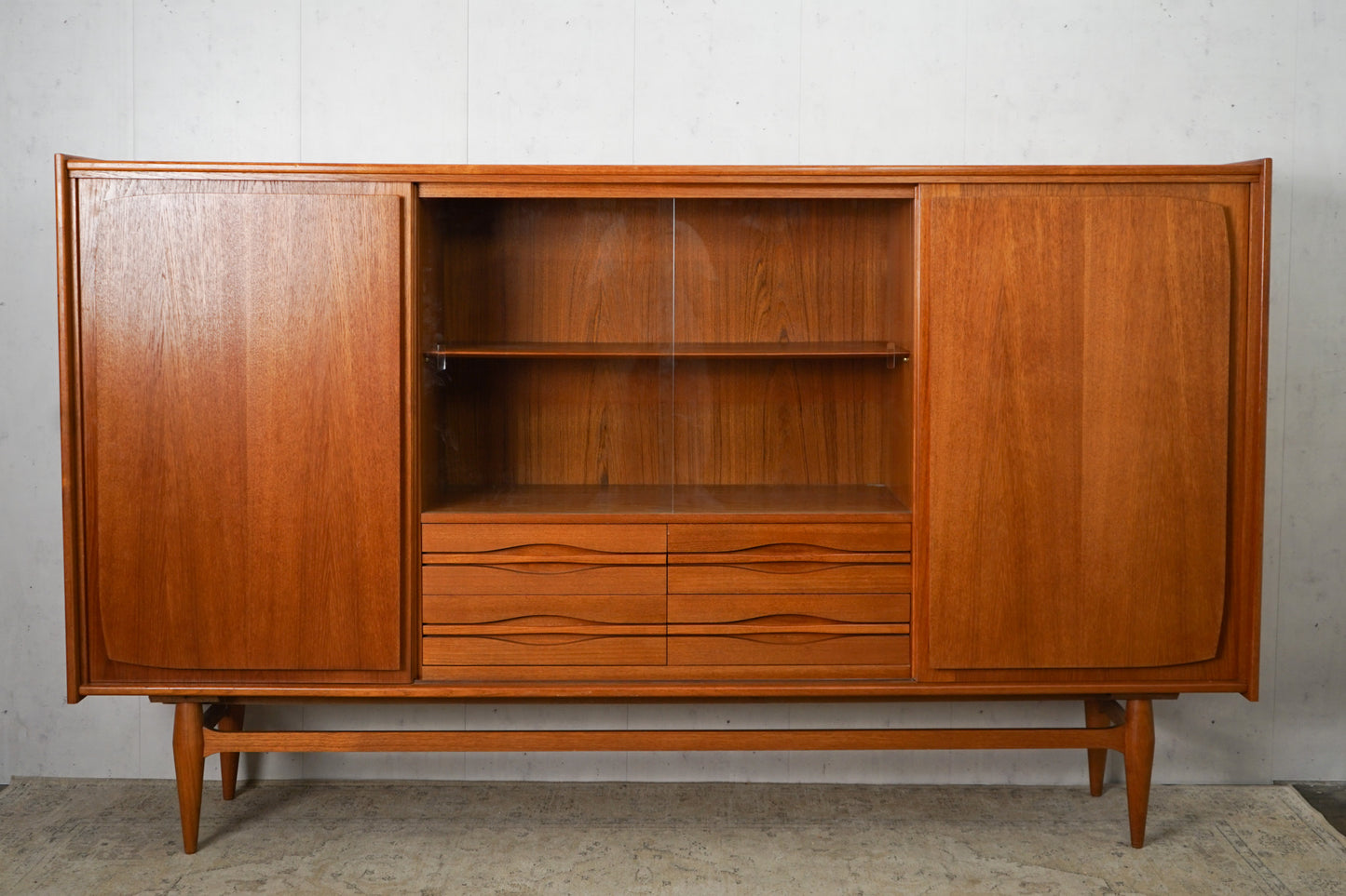 XXL Teak Highboard Sideboard Dänisch Vintage 60er Mid Century