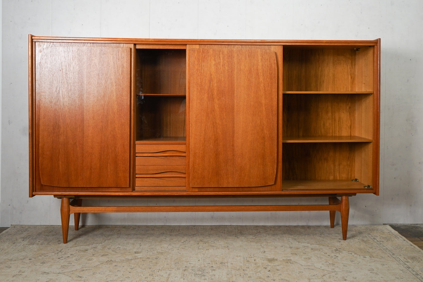 XXL Teak Highboard Sideboard Dänisch Vintage 60er Mid Century