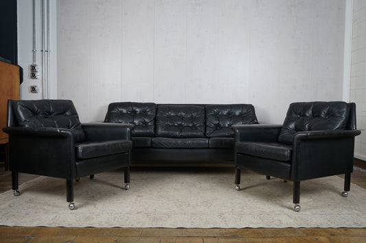 SET Vintage Leder Sofa Couch 60er Mid Century Rudolf Glatzel