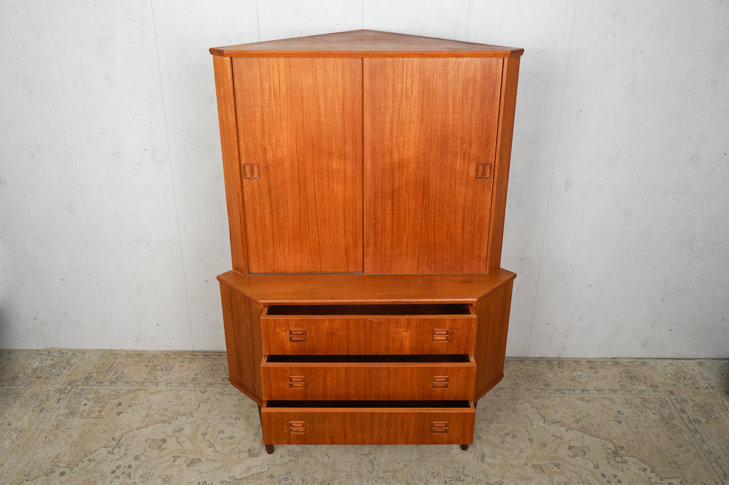 Teak Schrank Eckschrank Vintage 60er Mid Century Retro Dänisch