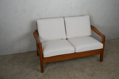 Dänisches Teak Sofa 2 Sitzer von Juul Kristensen neubezogen