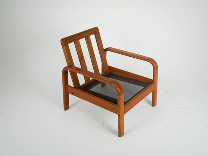 Vintage Teak Sessel Loungechair NEUBEZUG Grün
