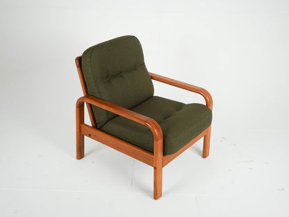 Vintage Teak Sessel Loungechair NEUBEZUG Grün