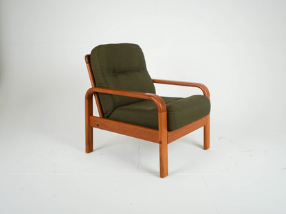 Vintage Teak Sessel Loungechair NEUBEZUG Grün