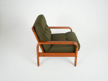 Vintage Teak Sessel Loungechair NEUBEZUG Grün