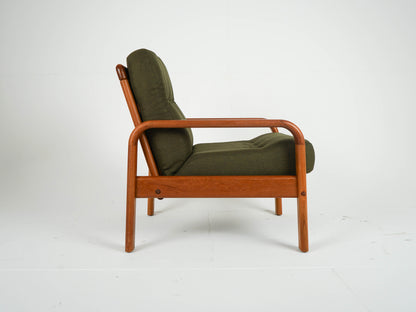 Vintage Teak Sessel Loungechair NEUBEZUG Grün