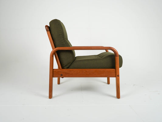 Vintage Teak Sessel Loungechair NEUBEZUG Grün