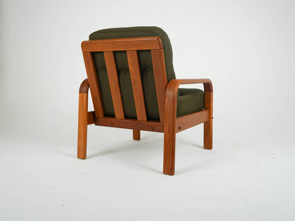 Vintage Teak Sessel Loungechair NEUBEZUG Grün