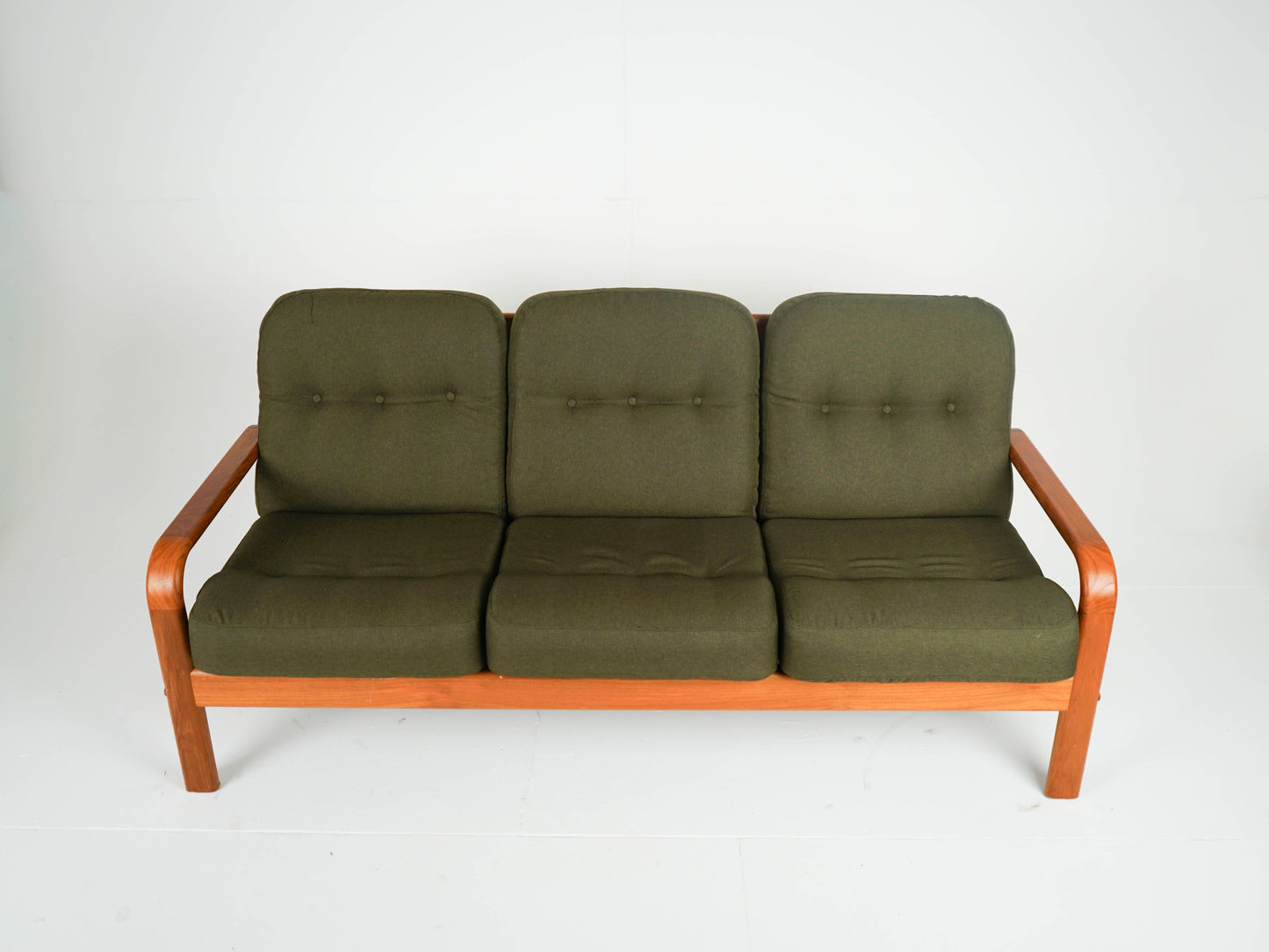 Vintage Teak Sofa Couch NEUBEZUG Grün Mid Century