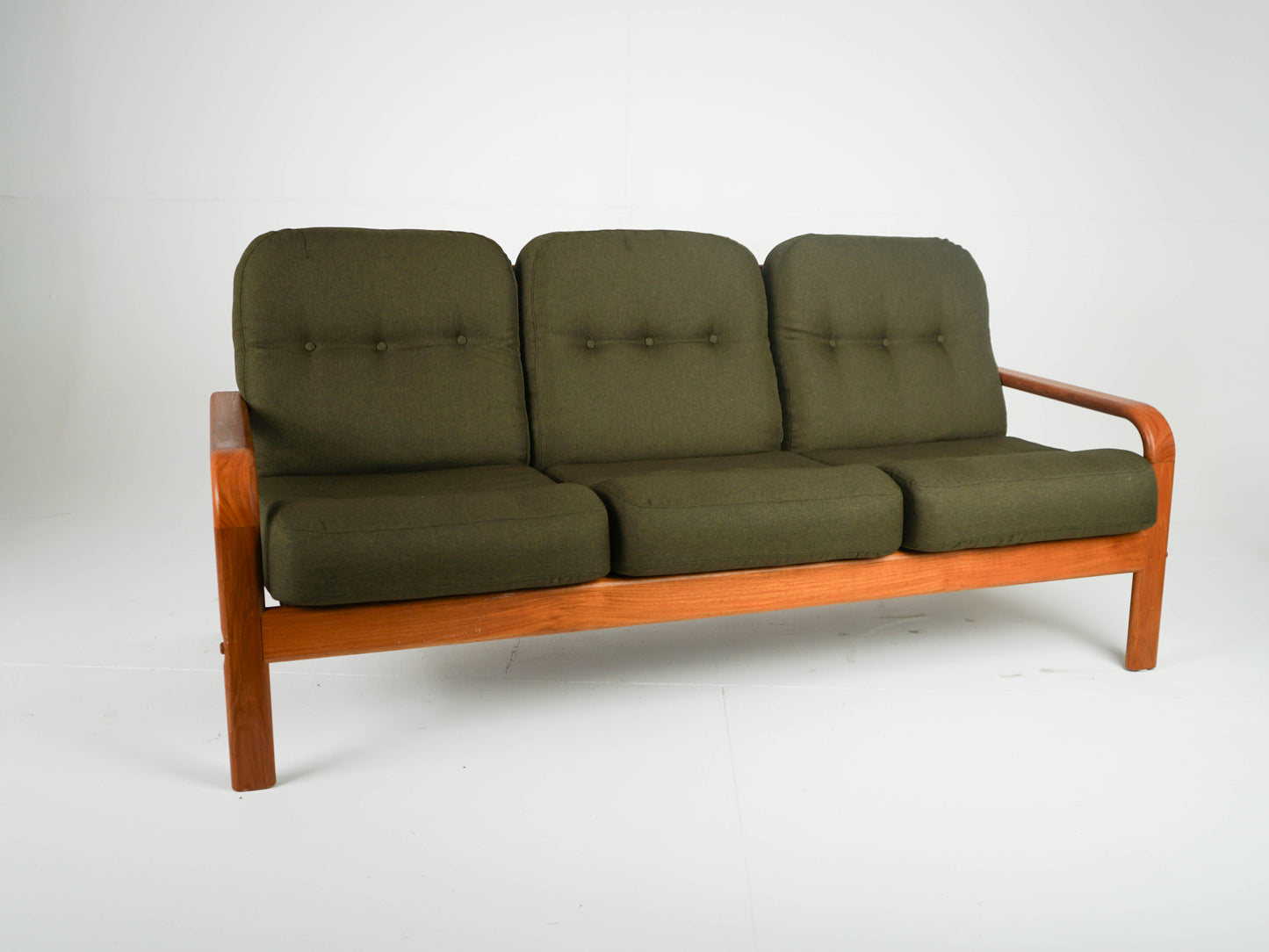 Vintage Teak Sofa Couch NEUBEZUG Grün Mid Century