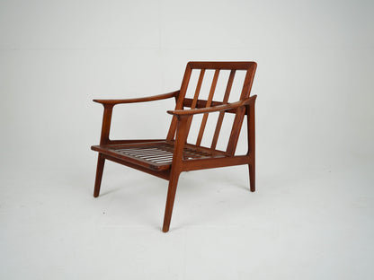 Vintage Teak Sessel Grün Samtstoff