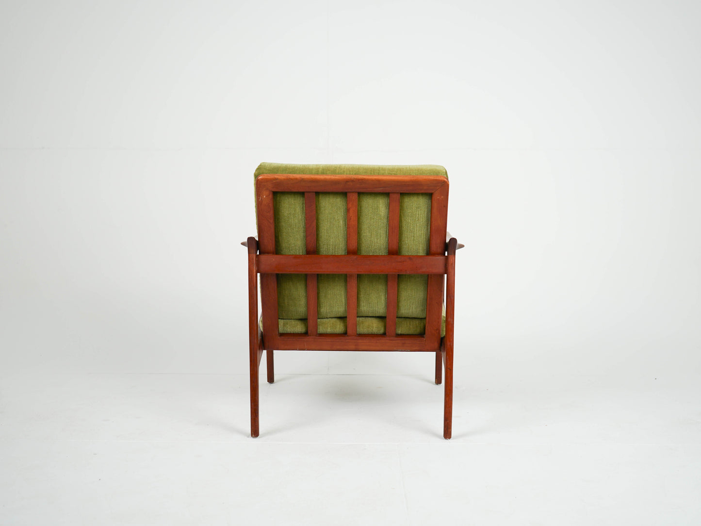 Vintage Teak Sessel Grün Samtstoff