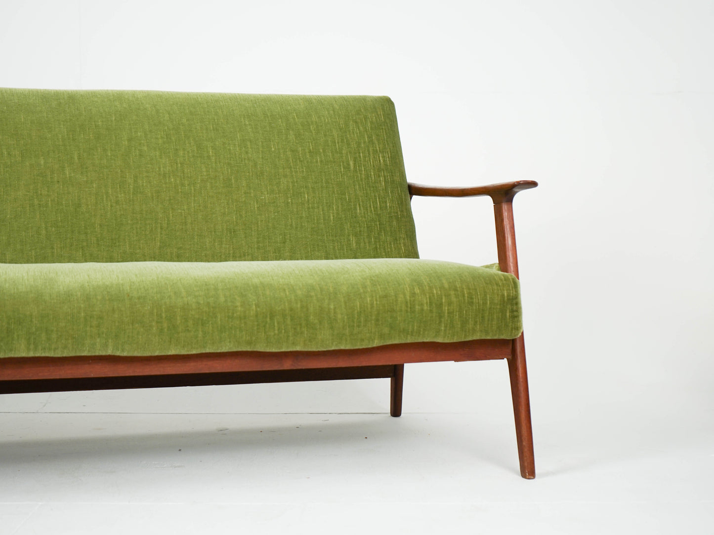 Vintage Teak Sofa Daybed Grün Samtstoff