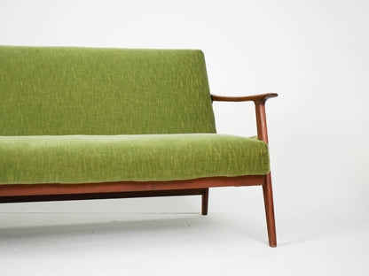 Vintage Teak Sofa Daybed Grün Samtstoff