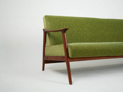 Vintage Teak Sofa Daybed Grün Samtstoff