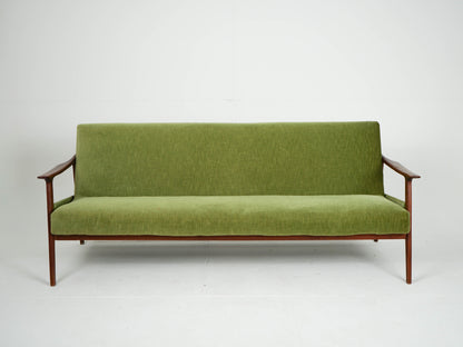Vintage Teak Sofa Daybed Grün Samtstoff