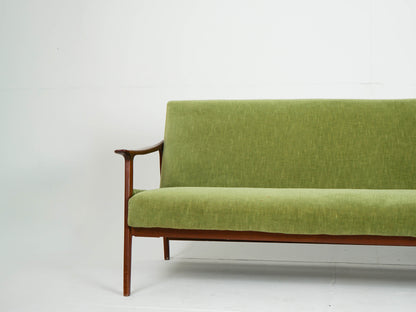 Vintage Teak Sofa Daybed Grün Samtstoff