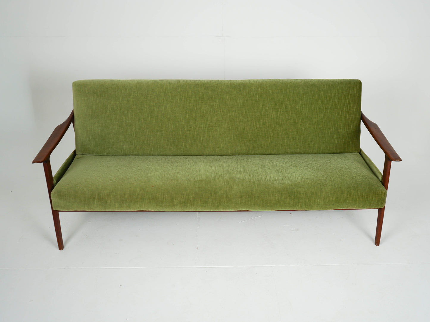 Vintage Teak Sofa Daybed Grün Samtstoff