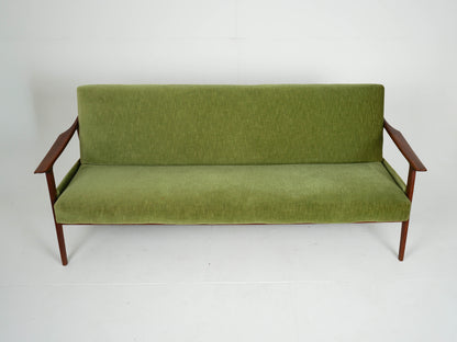 Vintage Teak Sofa Daybed Grün Samtstoff