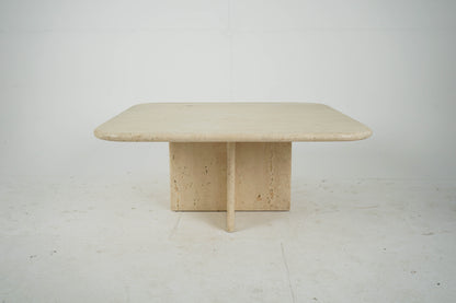 Italienischer Couchtisch aus Travertin Vintage 80er Mid-Century