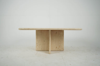 Italienischer Couchtisch aus Travertin Vintage 80er Mid-Century