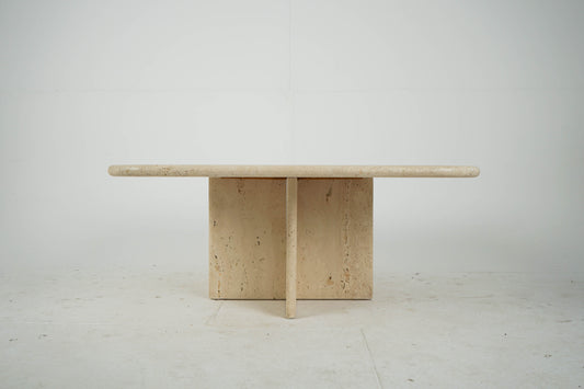 Italienischer Couchtisch aus Travertin Vintage 80er Mid-Century